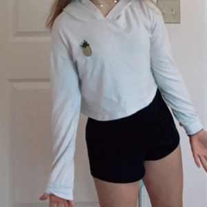 pineapple white crop top long sleeve